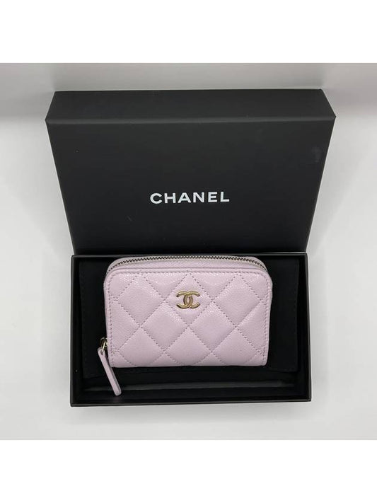 Classic Zipper Coin Purse Card Wallet Light Purple Calfskin Gold Metal AP0216 B16718 - CHANEL - BALAAN 2