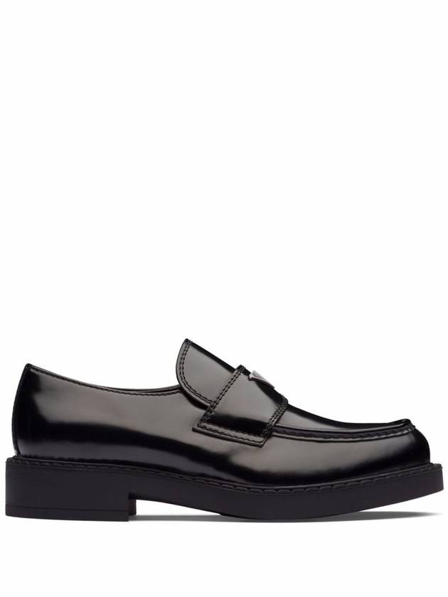 Chocolate Brushed Leather Loafers Black - PRADA - BALAAN 2