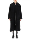 Women's Wool Plain Logo Oversized Coat Black - GANNI - BALAAN 2