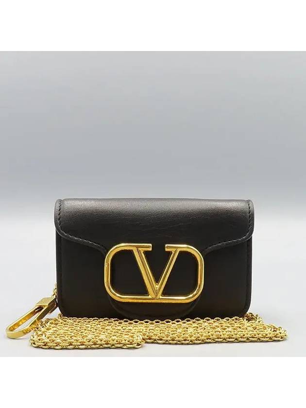 2W2P0Y41 Black V logo micro chain cross bag - VALENTINO - BALAAN 4