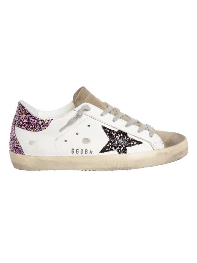 Women's Purple Glitter Tab Superstar Sneakers White - GOLDEN GOOSE - BALAAN 1