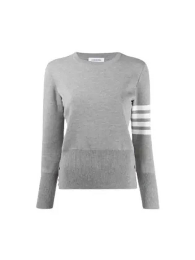 4-Bar Milano Stitch Crew Neck Knit Top Light Grey - THOM BROWNE - BALAAN 2