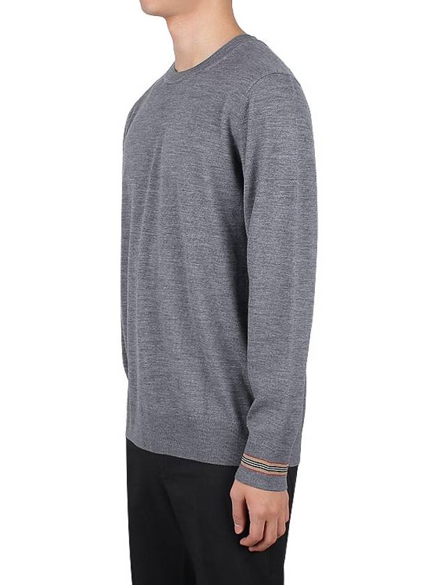 Men's Icon Striped Wool Long Sleeve T-Shirt Grey - BURBERRY - BALAAN 4