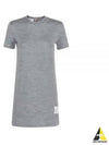 Women's Bag Flower Button Silk Cotton Short Sleeve Dress Grey - THOM BROWNE - BALAAN 2