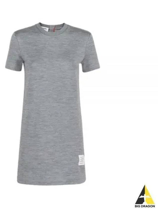 Women's Bag Flower Button Silk Cotton Short Sleeve Dress Grey - THOM BROWNE - BALAAN 2