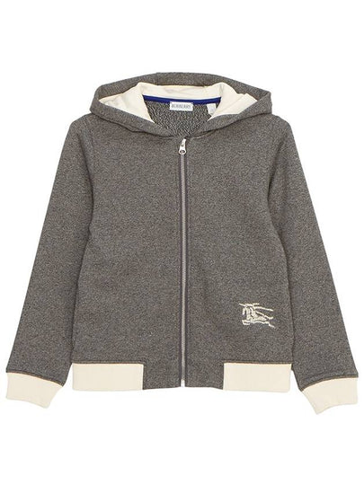 Kids Embroidered Logo Hooded Zip-Up Jacket Charcoal - BURBERRY - BALAAN 2