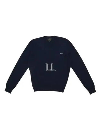 Embroidered Logo Knit Top Navy - A.P.C. - BALAAN 2