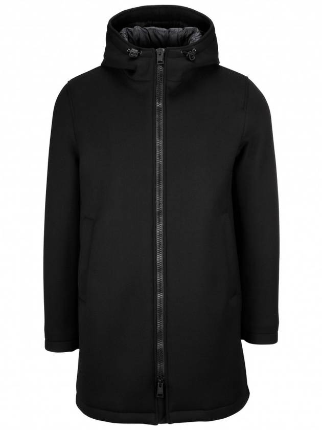 Diagonal Scuba Hooded Jacket Black - HERNO - BALAAN.