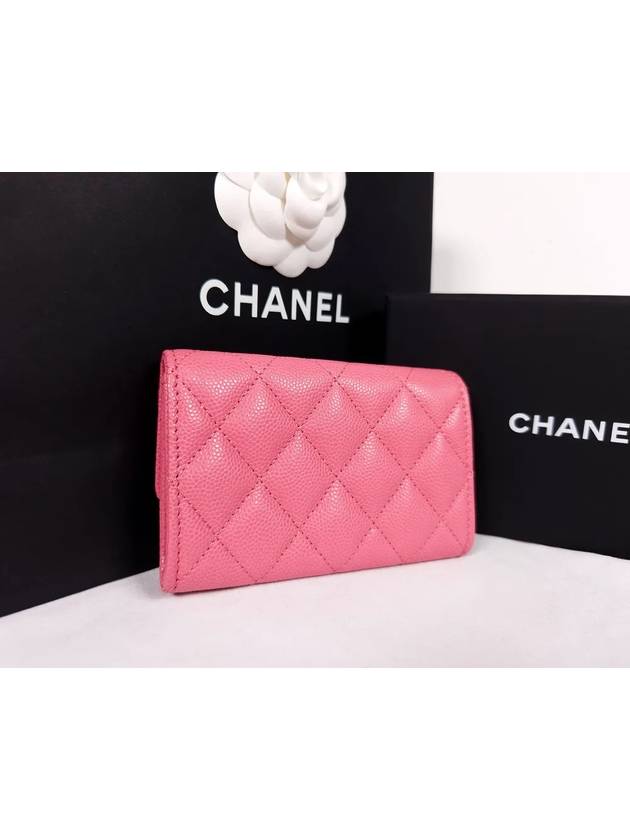 Gold Hardware CC Logo Calfskin Flap Half Wallet Pink - CHANEL - BALAAN 3