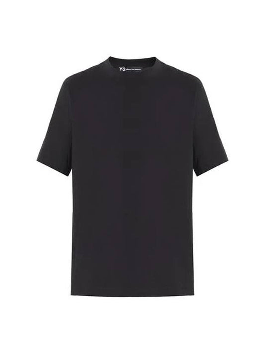 Round Neck Cotton Short Sleeve T-Shirt Black - Y-3 - BALAAN 1