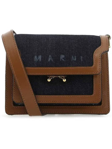 Denim Leather Trunk Cross Bag Brown - MARNI - BALAAN 1