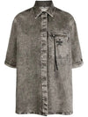 Zipper Pocket Signature Logo Denim Shirt Jacket Gray FLF725 ANQJ F084J - FENDI - BALAAN 2