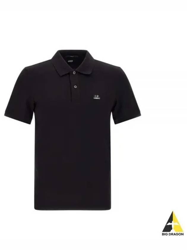 Logo Patch Polo Shirt Black - CP COMPANY - BALAAN 2