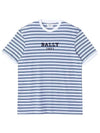 MOU02V 7S319 I5H1 Logo Embroidered Striped Men s Short Sleeve Tee - BALLY - BALAAN 1