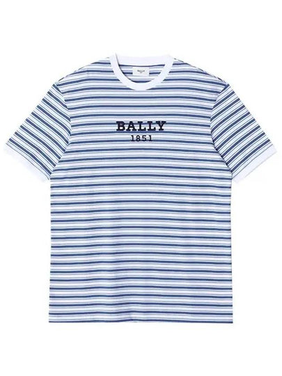 MOU02V 7S319 I5H1 M5BA965F 1851 Logo Embroidered Striped Men s Short Sleeve Tee - BALLY - BALAAN 2