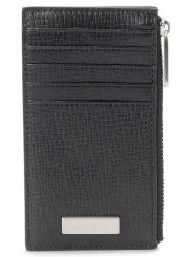 Metal Plate Zipper Card Wallet Black - SALVATORE FERRAGAMO - BALAAN 2