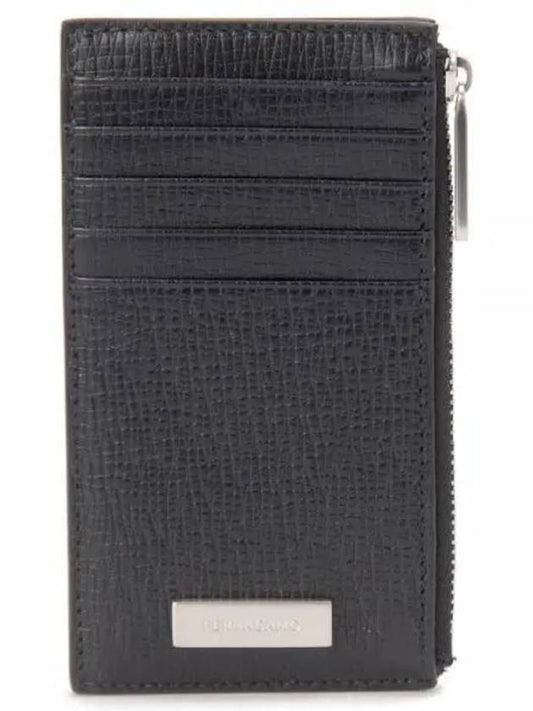 Metal Plate Zipper Card Wallet Black - SALVATORE FERRAGAMO - BALAAN 2