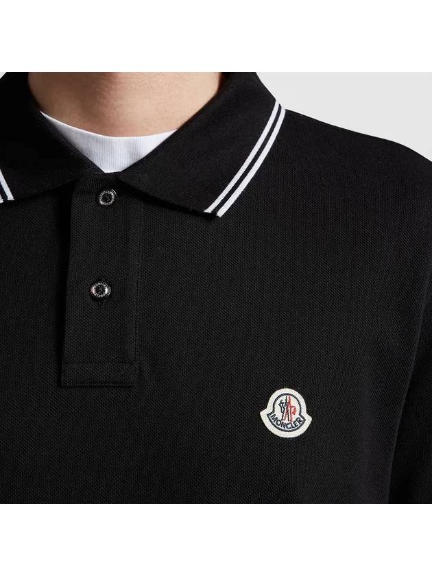 Logo Patch Cotton Polo Shirt Black - MONCLER - BALAAN 6