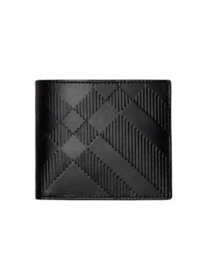 Embossed Check Bifold Half Wallet Black - BURBERRY - BALAAN 2