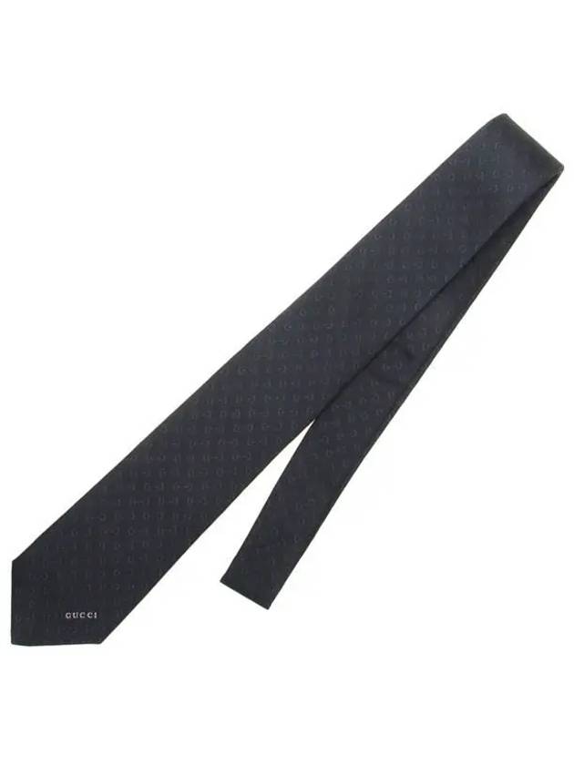 Horsebit Silk Jacquard Tie Navy - GUCCI - BALAAN 3