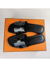 Oran Calfskin Slippers Noir Piqures Ecrues Black - HERMES - BALAAN 3