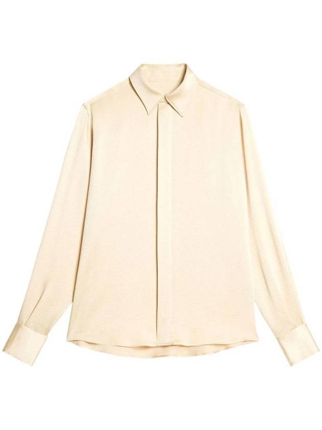 Women's Silk Classic Long Sleeve Shirt Vanilla - AMI - BALAAN.