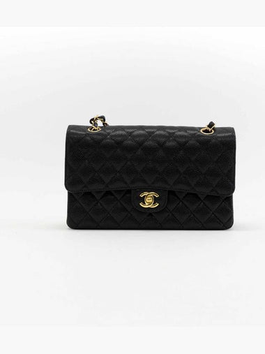 Classic medium caviar flap bag black gold A01112 - CHANEL - BALAAN 1