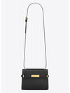 Manhattan Mini Embossed Gold-Tone Logo Leather Cross Bag Black - SAINT LAURENT - BALAAN 7