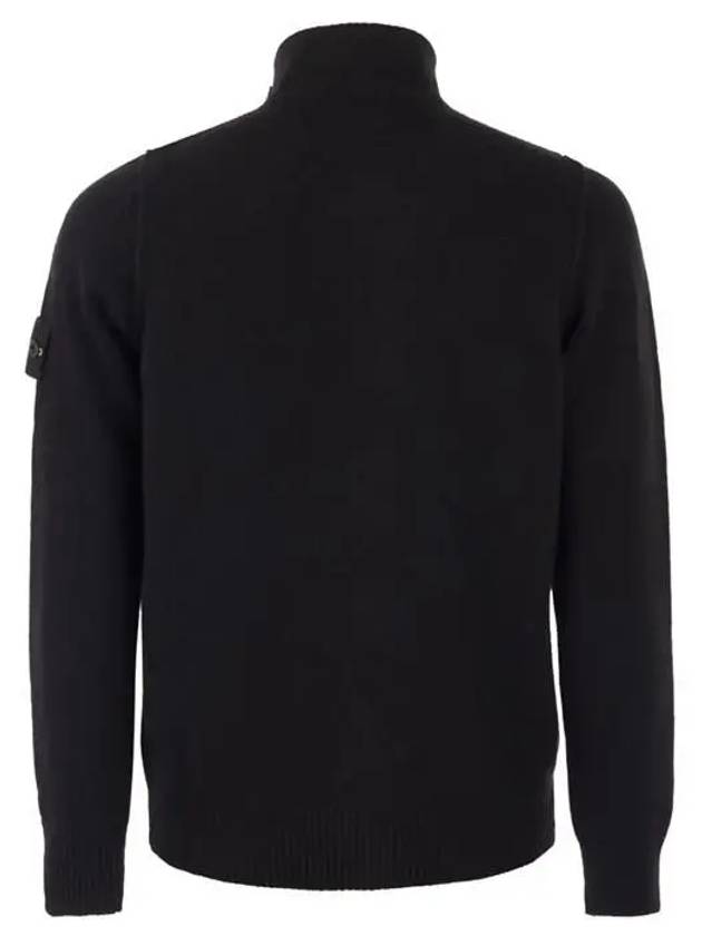 Lambswool Knit Cardigan Black - STONE ISLAND - BALAAN 3