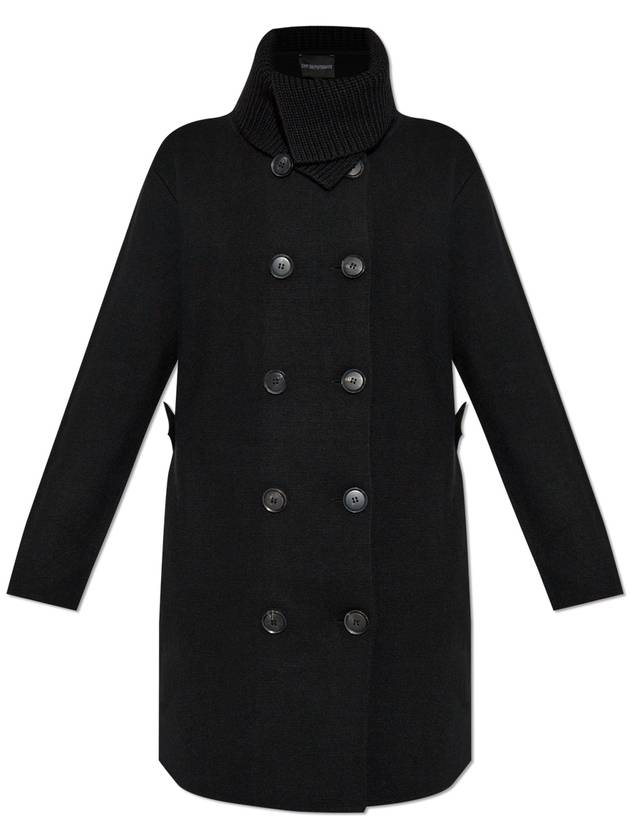 Emporio Armani Double-Breasted Coat, Women's, Black - EMPORIO ARMANI - BALAAN 1