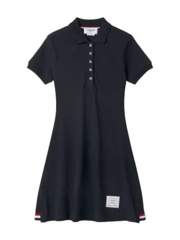 Pique rib gusset tennis dress navy - THOM BROWNE - BALAAN 1