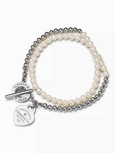 Tiffany Women's Wrap Bead Bracelet in Silver with Pearls and Diamonds S - TIFFANY & CO. - BALAAN 1