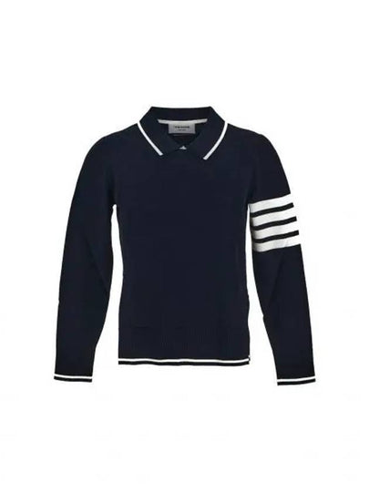 Women's Tipping Jersey Viscose Polo Shirt Navy - THOM BROWNE - BALAAN 2