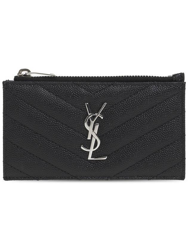 Fragment Quilted Zipper Card Wallet Black - SAINT LAURENT - BALAAN 1