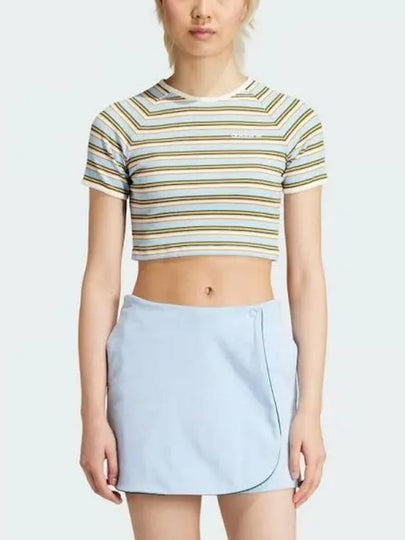 80s Rib Stripe Crop Baby Short Sleeve T Shirt Sky Blue - ADIDAS - BALAAN 2