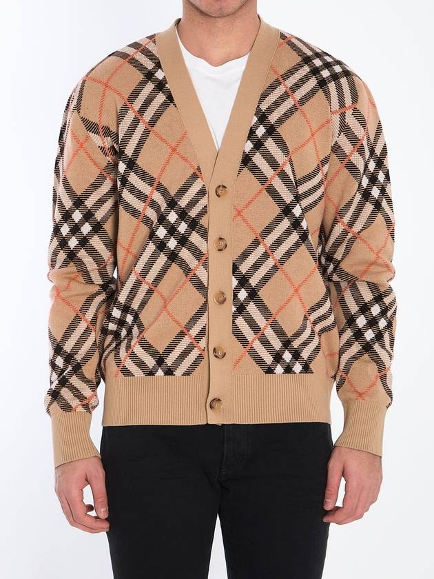 Check Wool Mohair Blend Cardigan Sand - BURBERRY - BALAAN 2