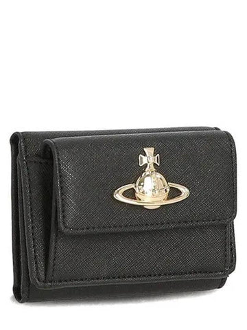 ORB Logo 5115002TW S000B N402 Saffiano Mini Half Wallet 1054219 - VIVIENNE WESTWOOD - BALAAN 1