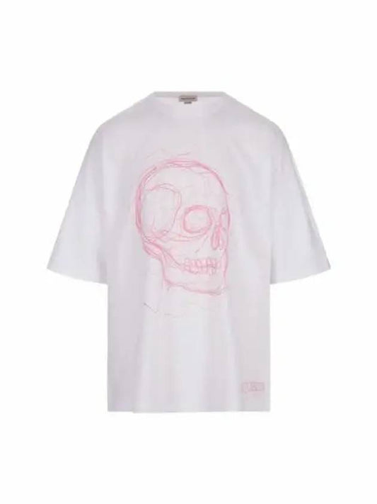 Men's School Print Oversized Short Sleeve T-Shirt White - ALEXANDER MCQUEEN - BALAAN 2