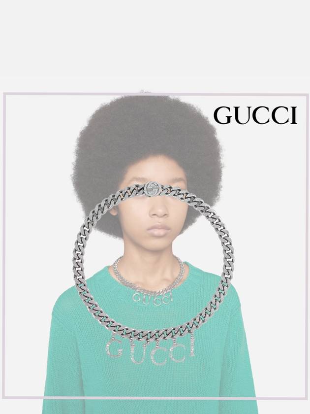 Script Chain Necklace Silver - GUCCI - BALAAN.