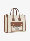 Mini Two-Tone Canvas and Leather Freya Tote Bag Natural Tan - BURBERRY - BALAAN 3