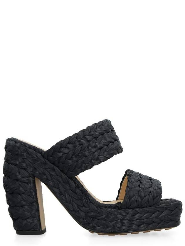 Trinity Weave Raffia Mule Heel Black - BOTTEGA VENETA - BALAAN 2