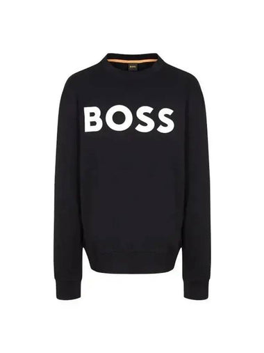 Logo Print Relaxed Fit Cotton Sweatshirt Black - HUGO BOSS - BALAAN 1