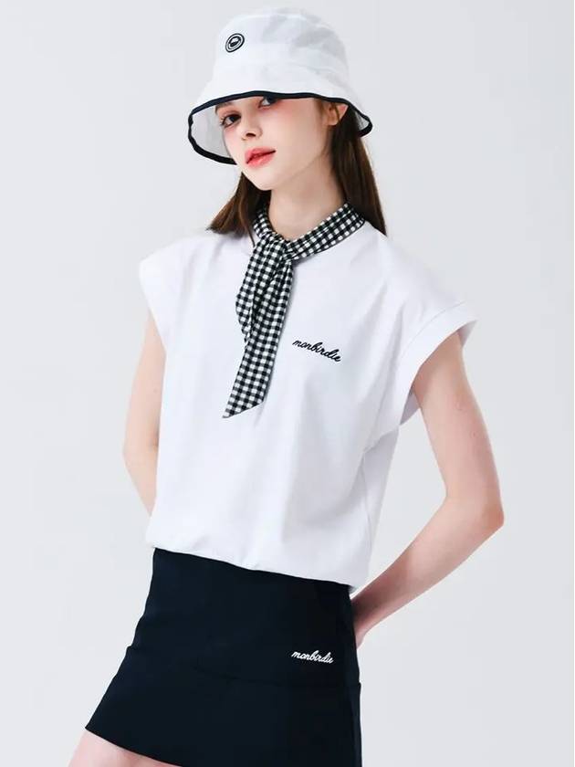 Scarf Point Sleeveless T-Shirt WHITE&BLACK - MONBIRDIE GOLF - BALAAN 1