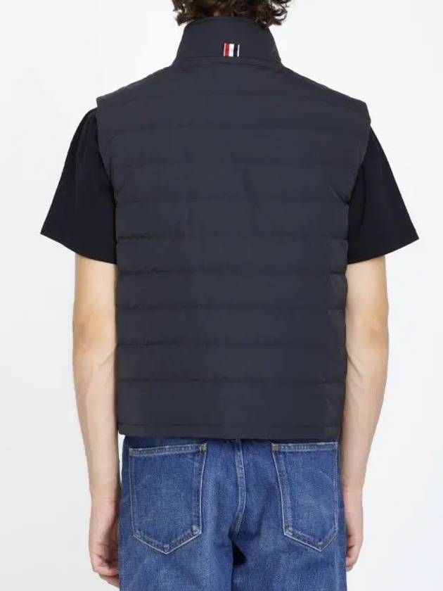 4 Bar Poly Twill Down Vest Charcoal - THOM BROWNE - BALAAN 4