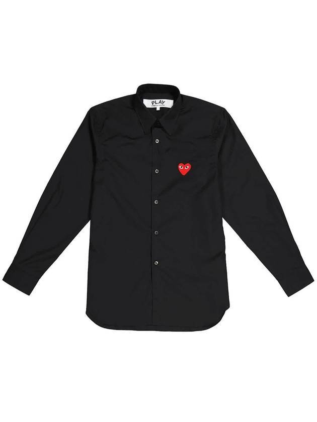 Men's Red Heart Logo Print Long Sleeve Shirt Black - COMME DES GARCONS - BALAAN 2