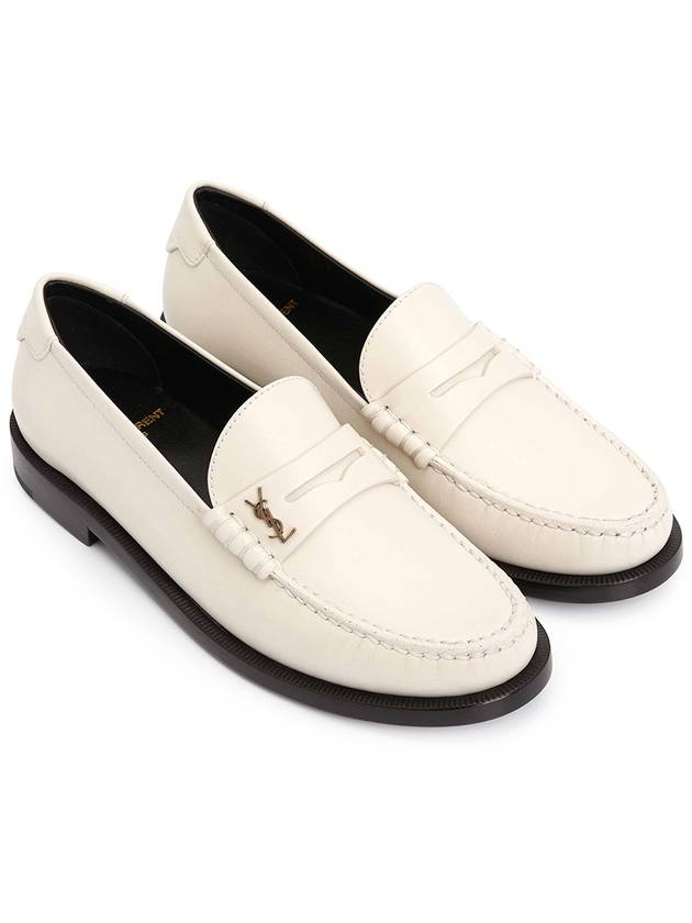 Le Loafer Penny Slippers In Smooth Leather Pearl - SAINT LAURENT - BALAAN 2