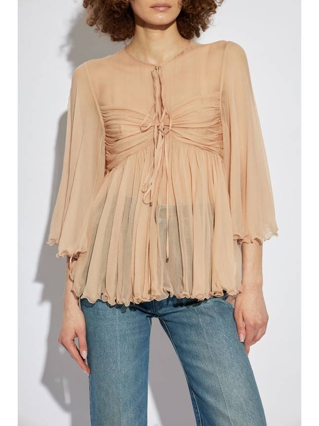 Chloé Silk Top With Draping, Women's, Pink - CHLOE - BALAAN 3