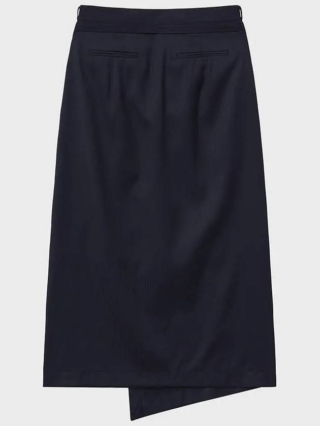 Belted Striped Wrap A-Line Skirt Navy - NOIRER FOR WOMEN - BALAAN 4