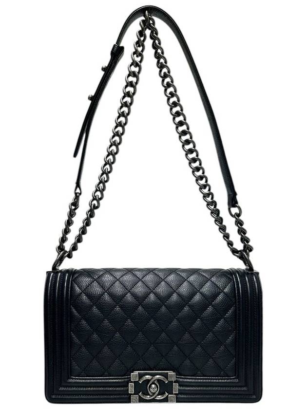 A67086 Black Soft Caviar Skin Boy Medium Shoulder Bag - CHANEL - BALAAN 6