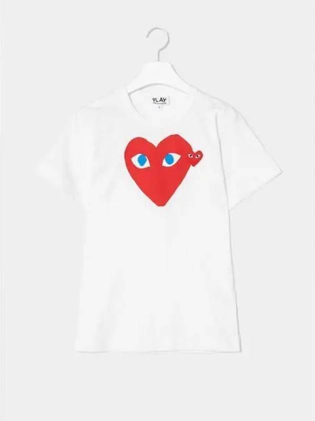 Women s Red Heart T Shirt Blue Eyes White Domestic Product GM0023110832566 - COMME DES GARCONS PLAY - BALAAN 1